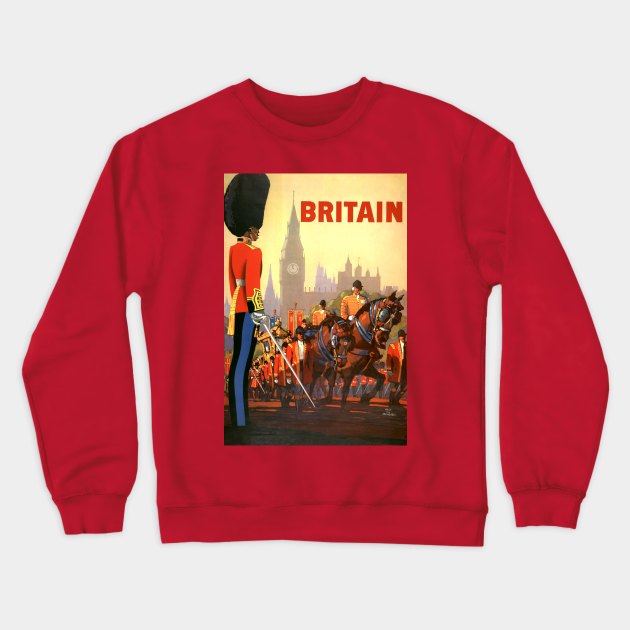 Vintage Travel Poster, the King's Guard on Horses Crewneck Sweatshirt by MasterpieceCafe